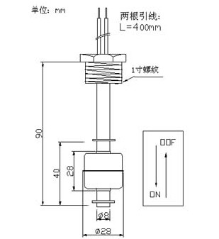 不锈钢液位开关SSI-90(DN25),不锈钢浮球开关,水暖毯浮球开关,磁感应开关