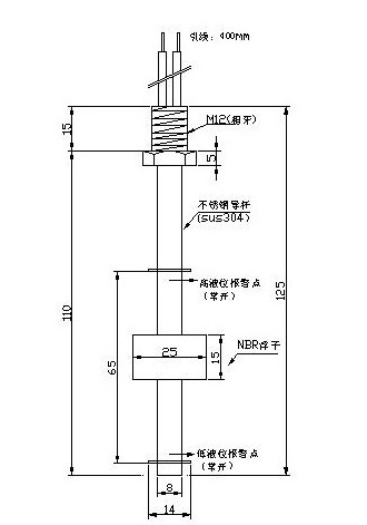 油位开关,水位开关,液位开关的尺寸图